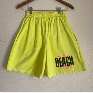 Vintage Venice Beach California elastic waistshorts, yellow, m